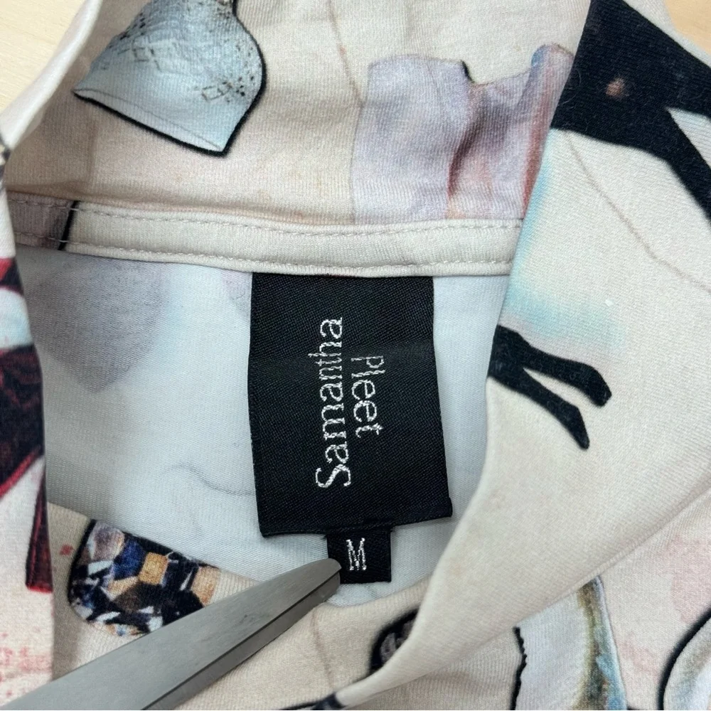 Samantha Pleet Starcrossed 3/4 Sleeve Bodysuit Collage Stretch Cream Medium - Picture 7 of 15